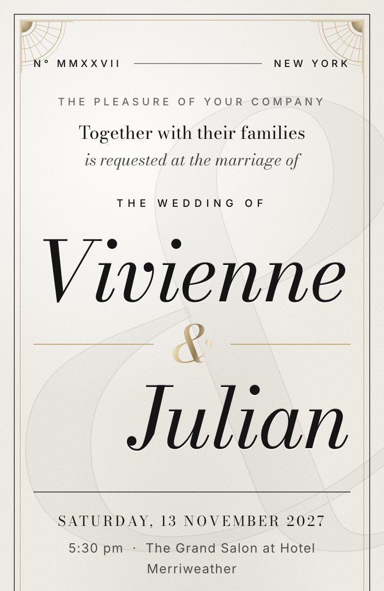 Minimal Black Tie invitation preview