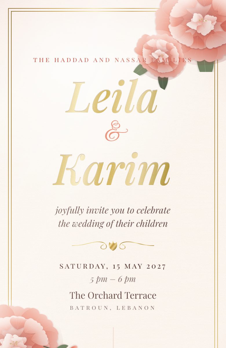 Peony invitation preview